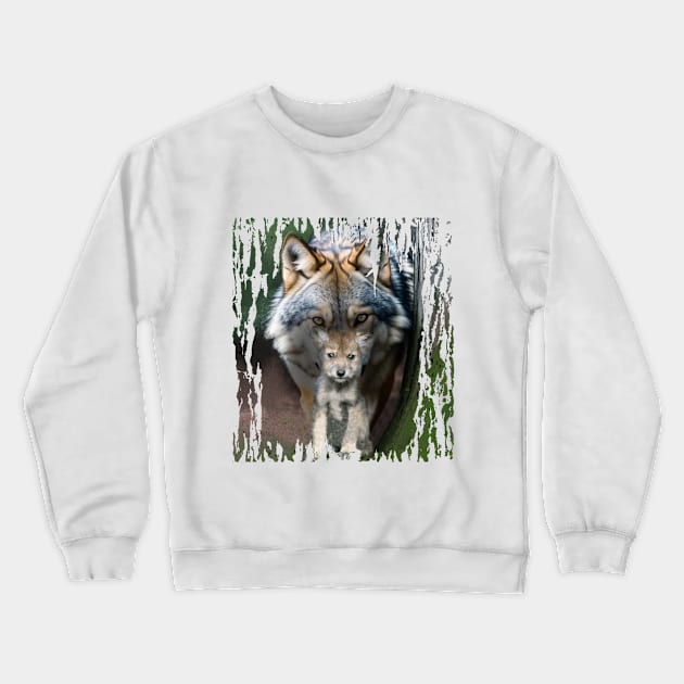 Mother Wolf with Her Cub. Wolves. Crewneck Sweatshirt by ForestWhisper